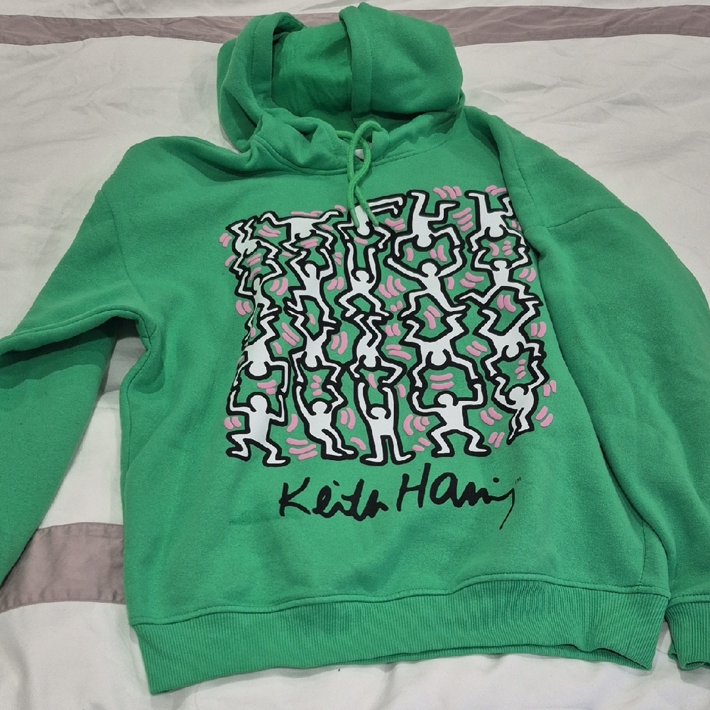 Vibrant Green and Pink Keith Haring Sweatshirt